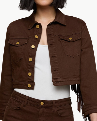 KODA FRINGE JEAN JACKET IN BROWN