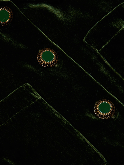 JIA VELVET JACKET IN DEEP OLIVE COATED