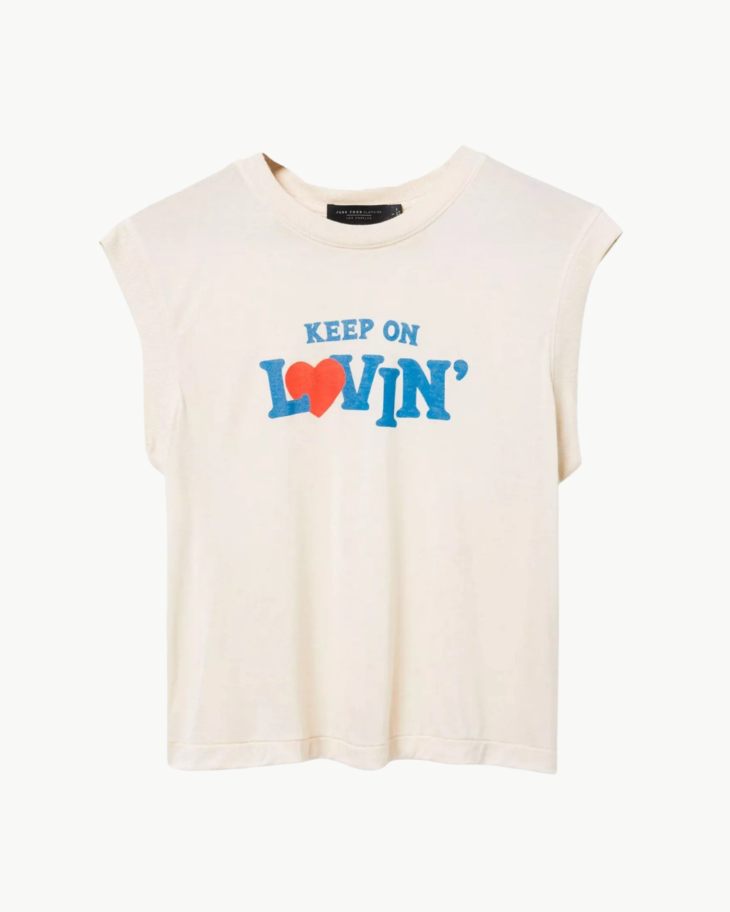 Junk Food KEEP ON LOVIN SLEEVELESS TEE at Romi Boutique
