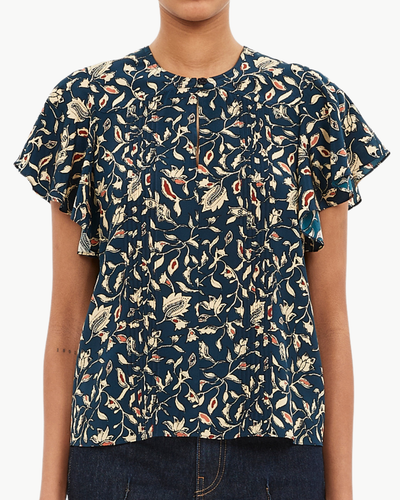 ADONI SHORT SLEEVE TOP IN MIDNIGHT GARDEN