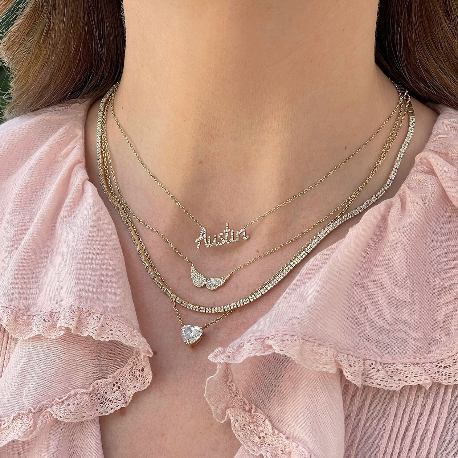 EF Collection Diamond Double Angel Wing Necklace at Romi Boutique