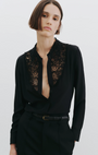 Nili Lotan ZOLA LACE/SILK SHIRT IN BLACK at Romi Boutique