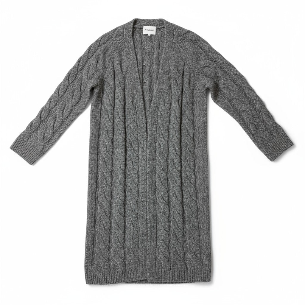 ANNE CABLE KNIT MIDI CARDIGAN IN CLOUDY - Romi Boutique