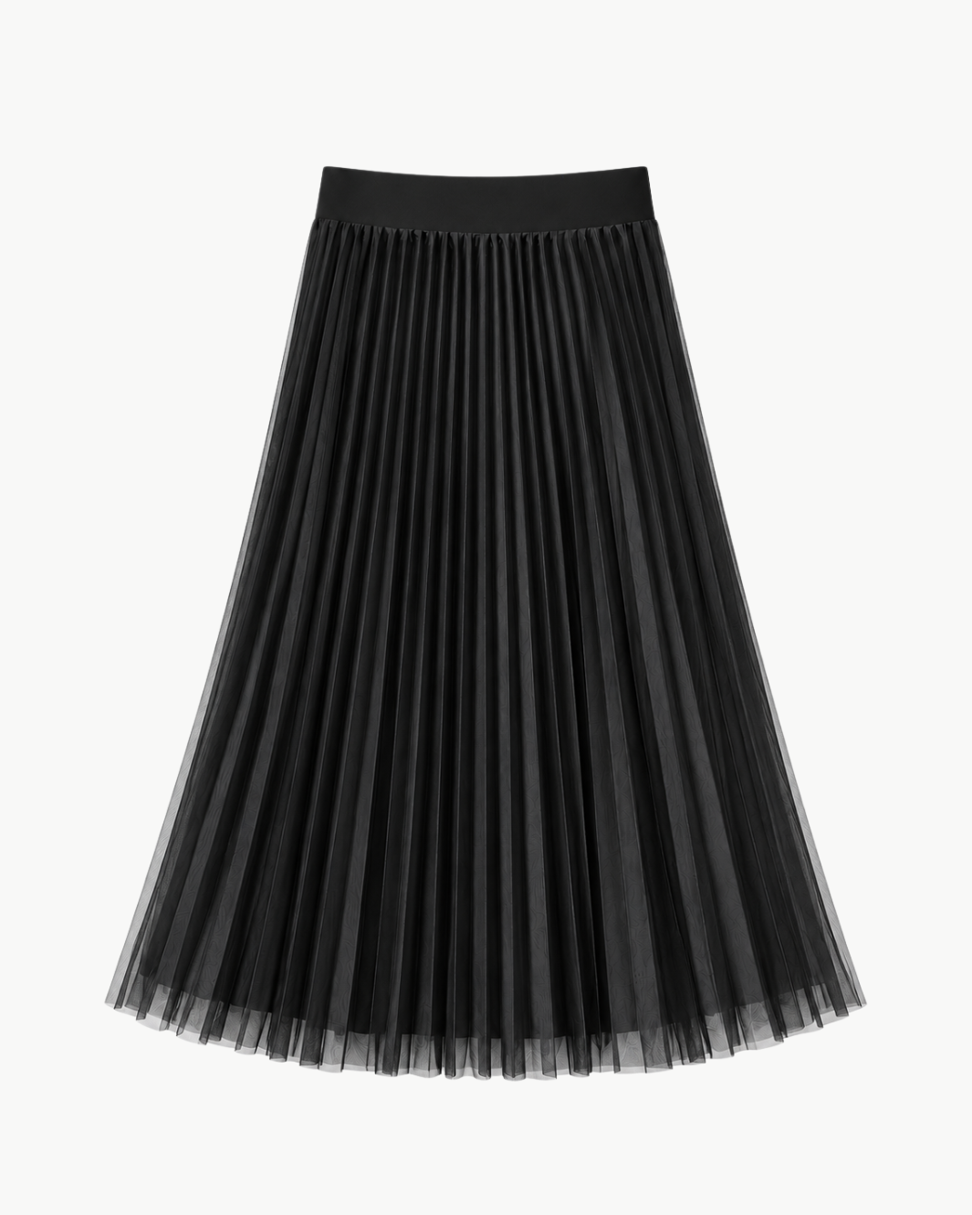 Classic Satin Skirt with Mesh Overlay