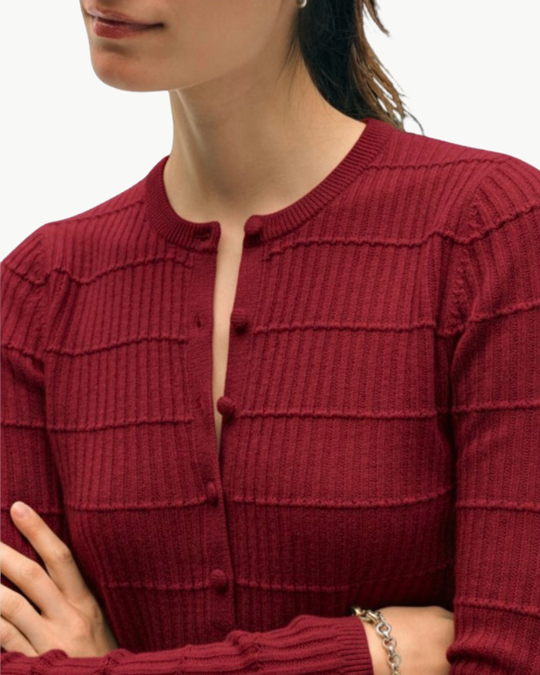 CASHMERE TEXTURED HENLEY IN DEEP CRIMSON