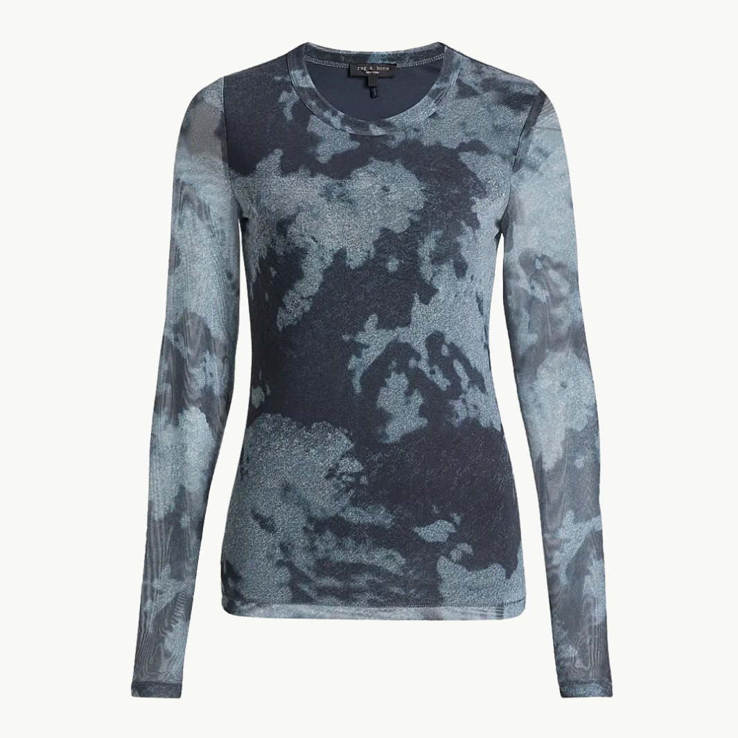 Rag & Bone YANA PRINTED MESH LS TEE at Romi Boutique