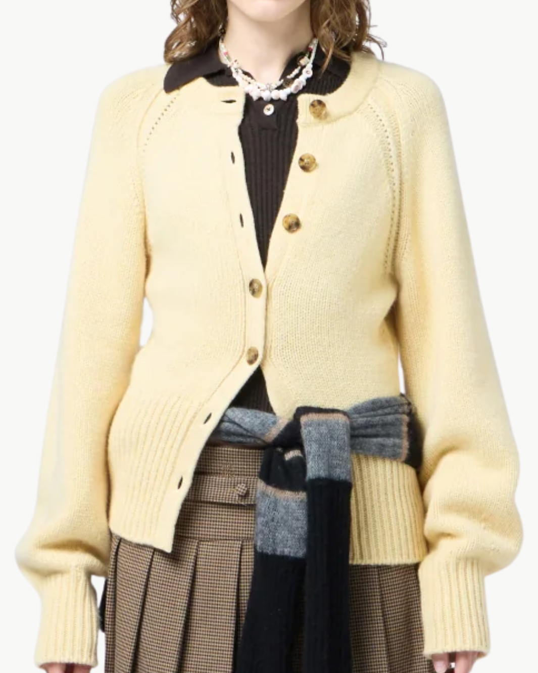 SCULPTED CARDIGAN IN BUTTER