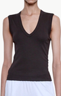 Enza Costa SUPIMA COTTON SLEEVELESS V at Romi Boutique