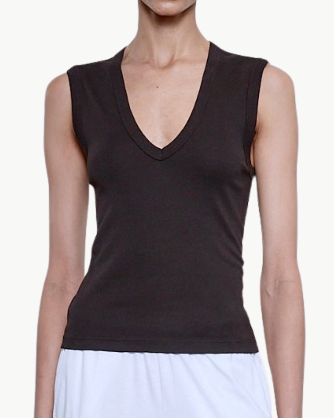 Enza Costa SUPIMA COTTON SLEEVELESS V at Romi Boutique