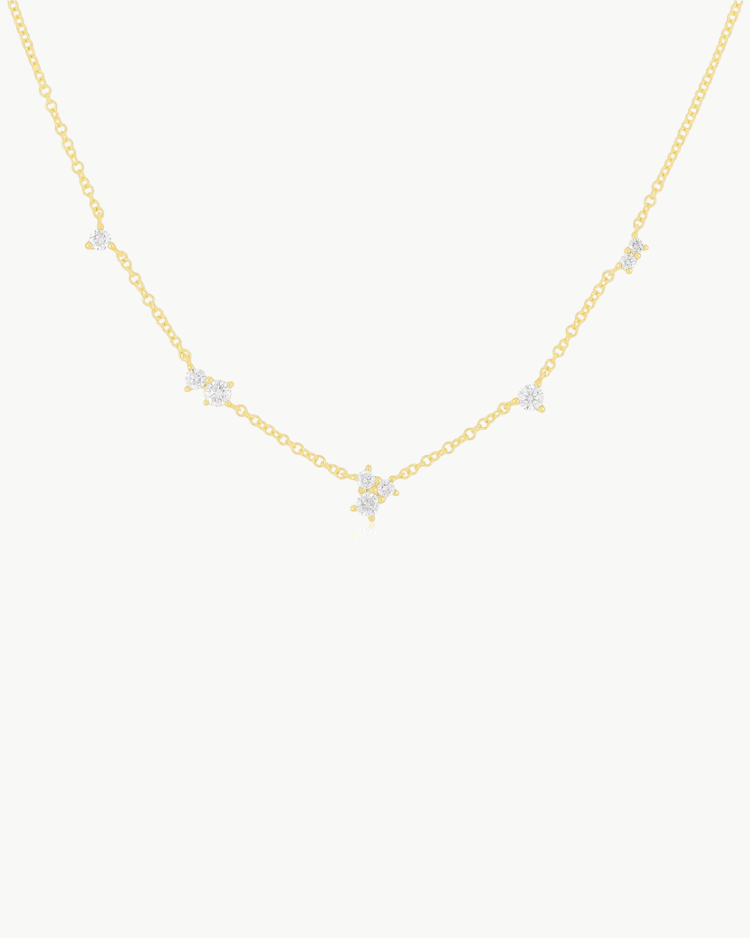 MULTI DIAMOND CLUSTER NECKLACE IN 14K YELLOW GOLD - Romi Boutique