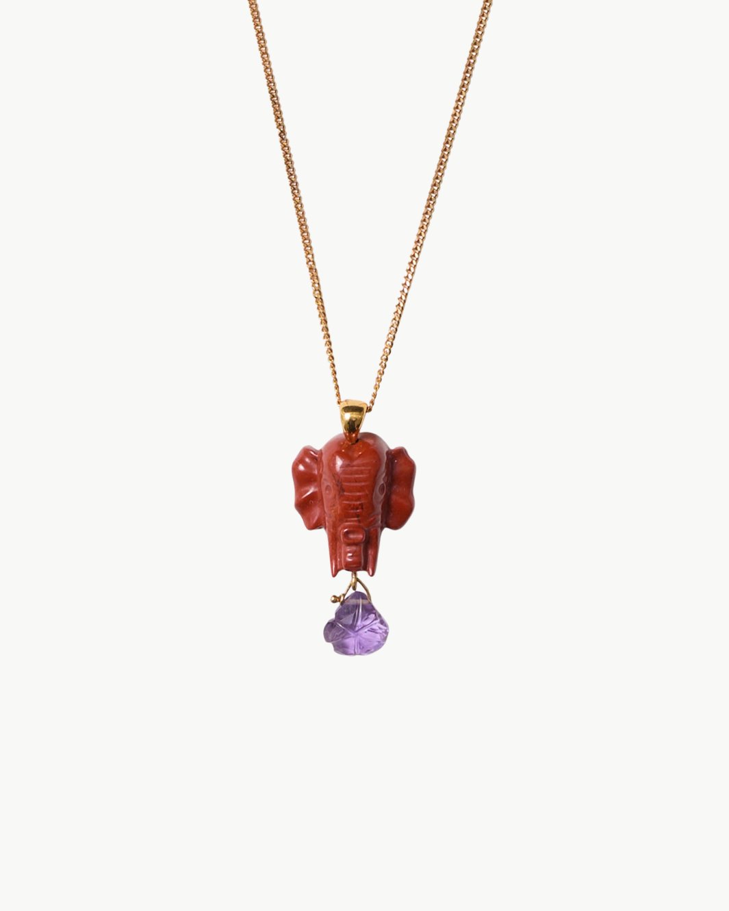 ELEPHANT NECKLACE IN RED JASPER - Romi Boutique