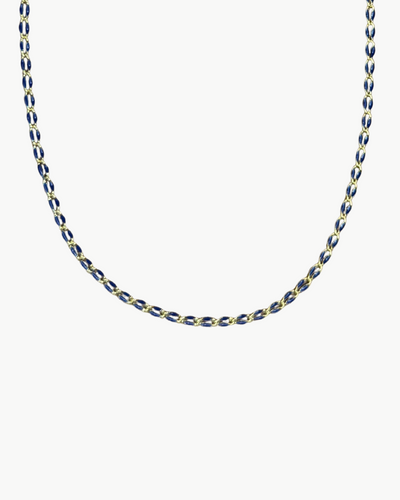 OVAL LINK NECKLACE IN NAVY - Romi Boutique