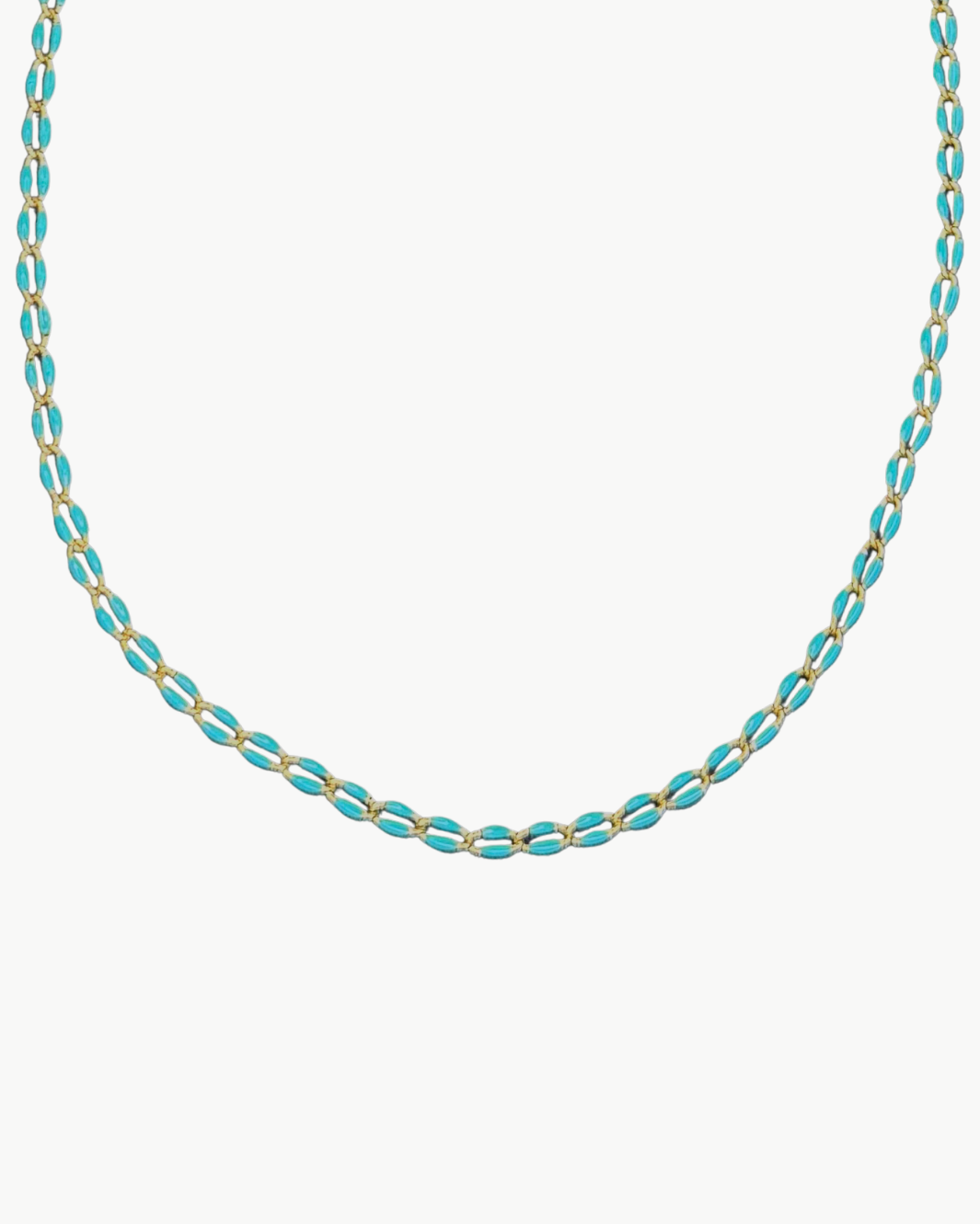 OVAL LINK NECKLACE IN TEAL - Romi Boutique