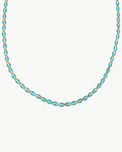 OVAL LINK NECKLACE IN TEAL - Romi Boutique