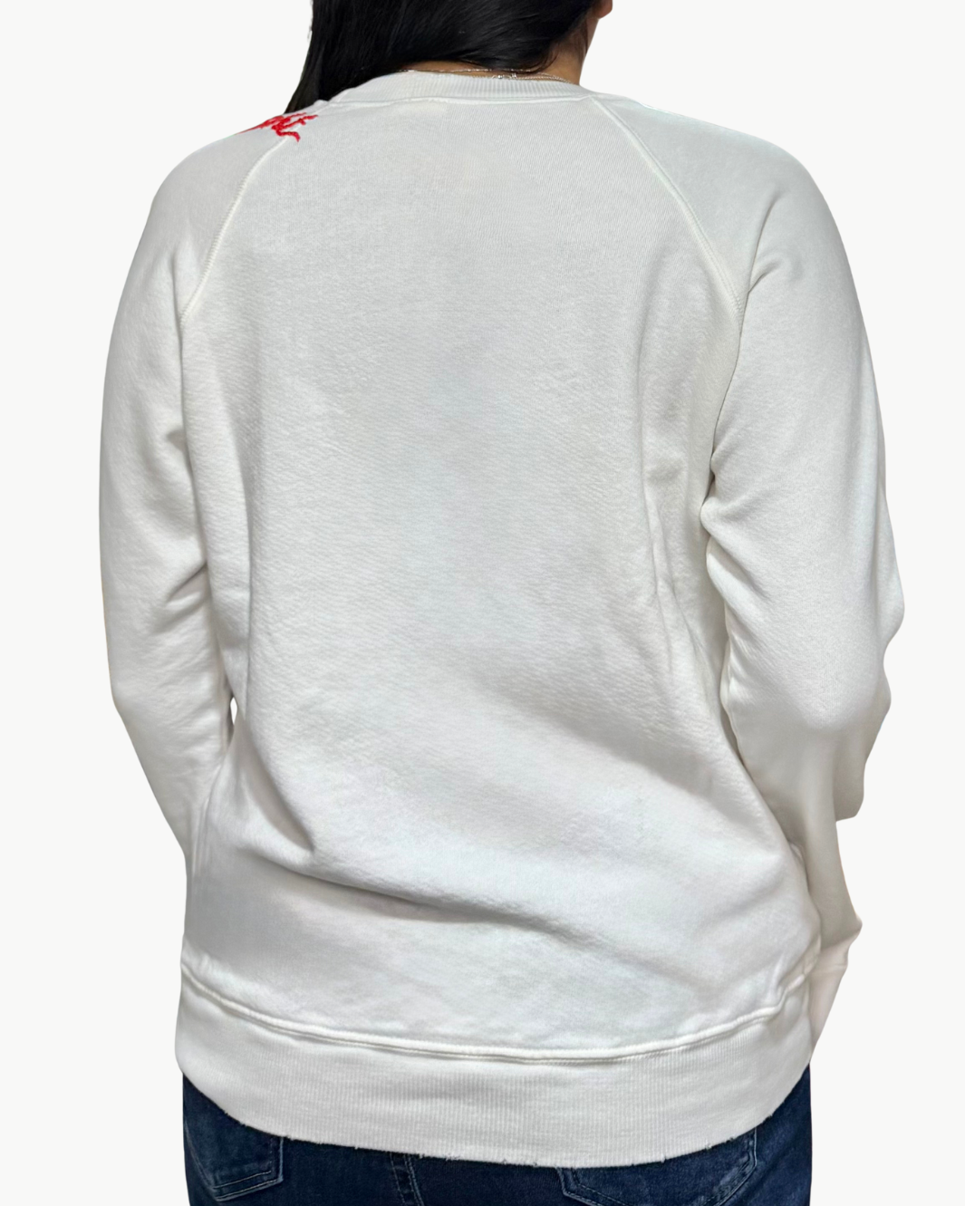 MERRY & BRIGHT REINDEER CREW SWEATSHIRT IN WHITE/RED