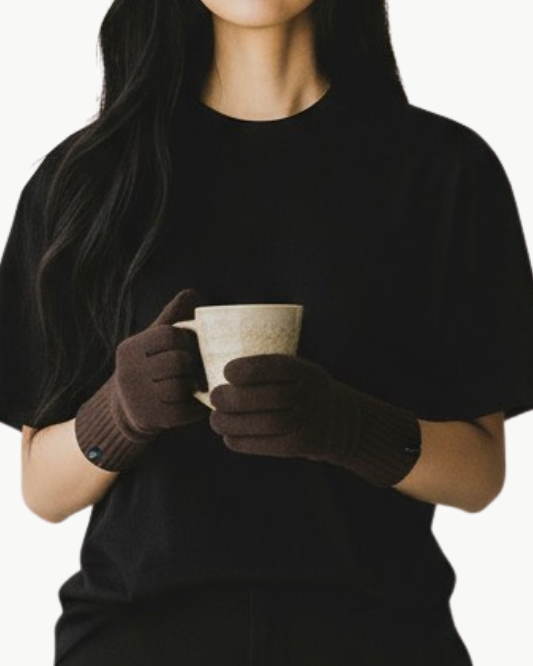 BOILED CASHMERE KNIT GLOVE IN FIG