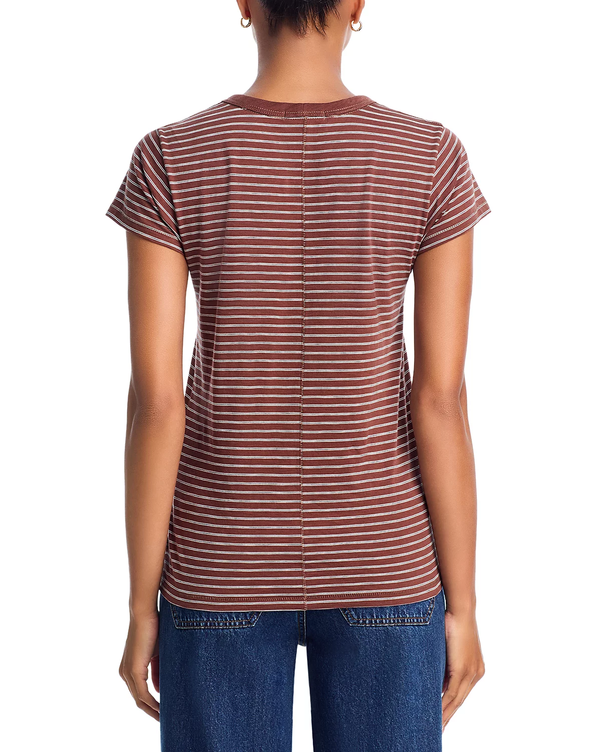 THE SLUB STRIPED TEE IN BROWN MULTI