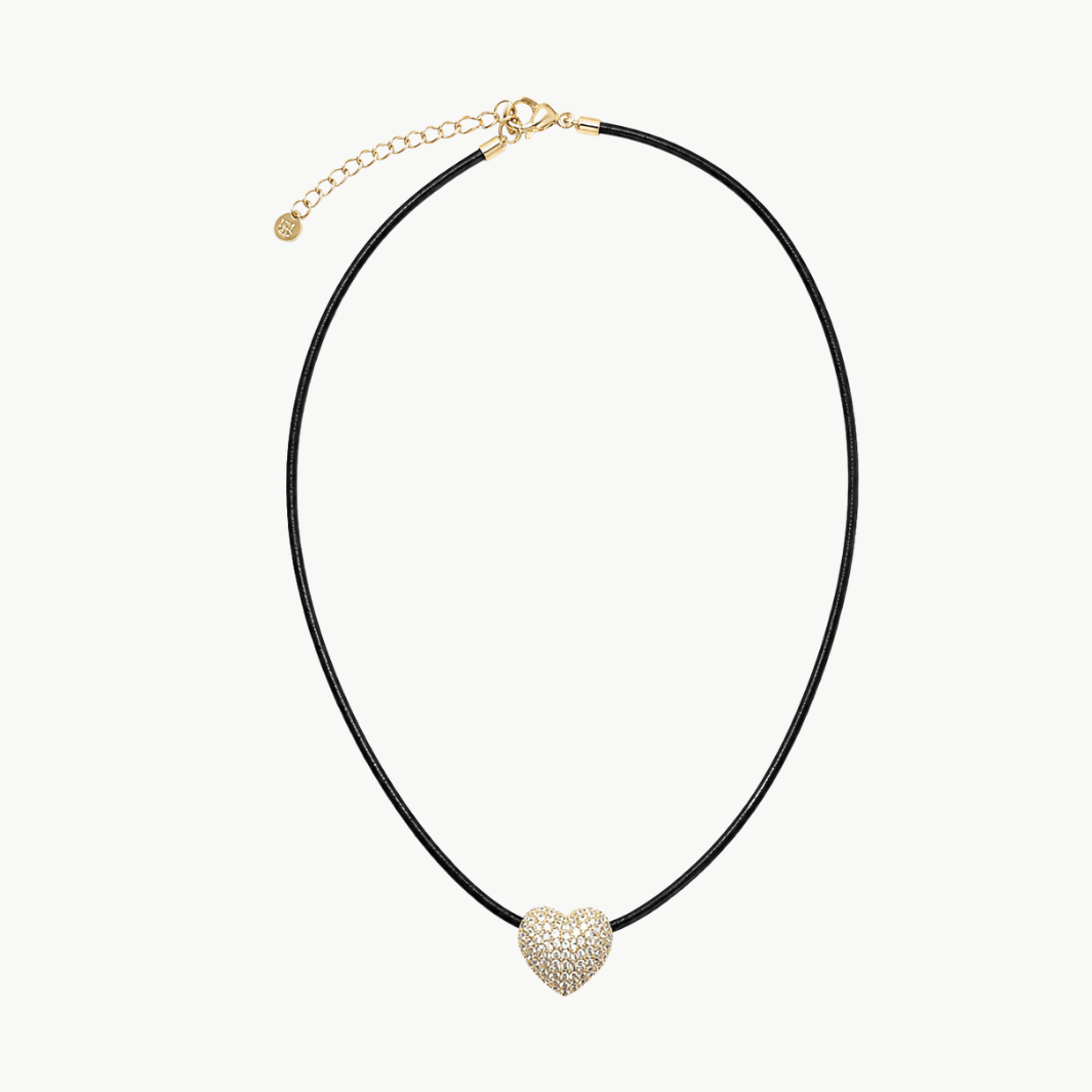 Pave Heart Cord Necklace