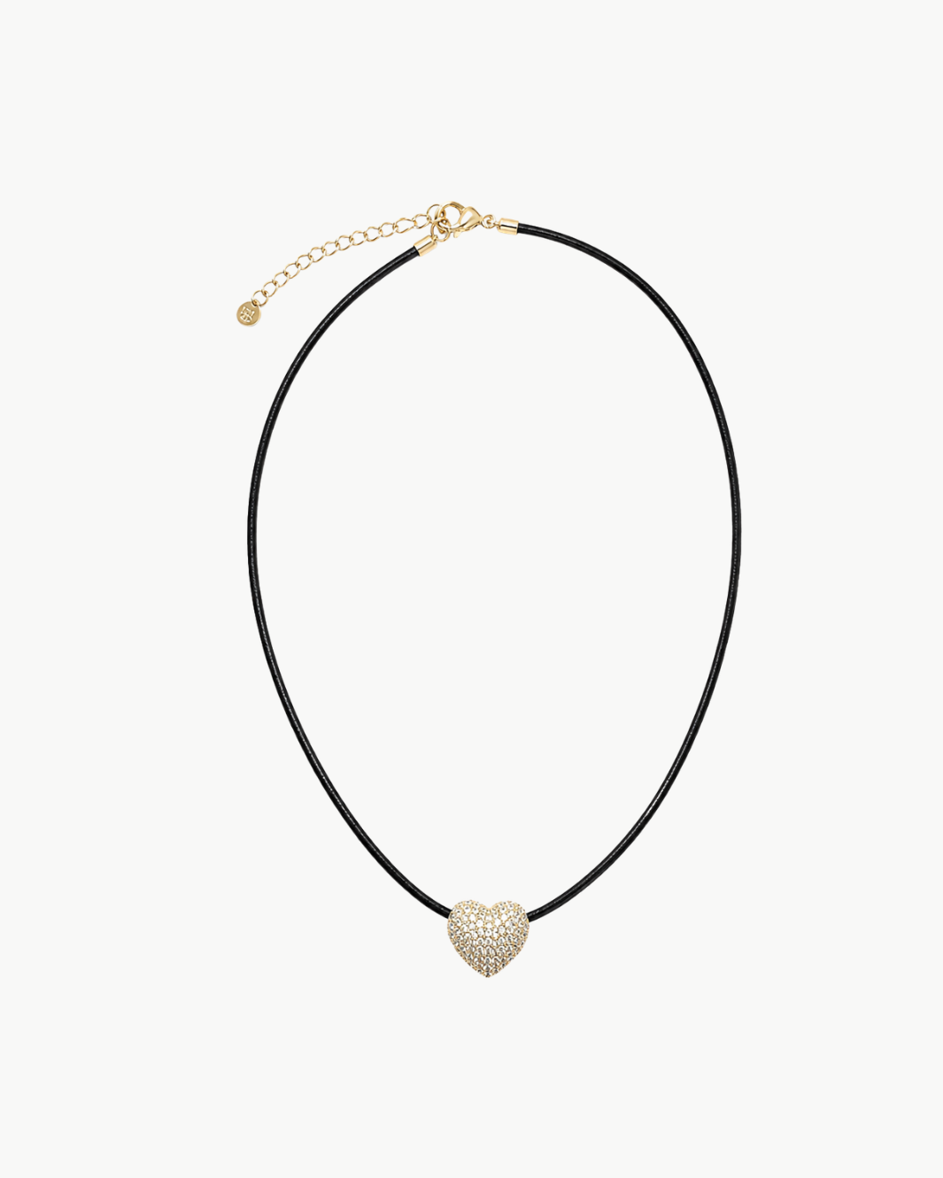 Pave Heart Cord Necklace