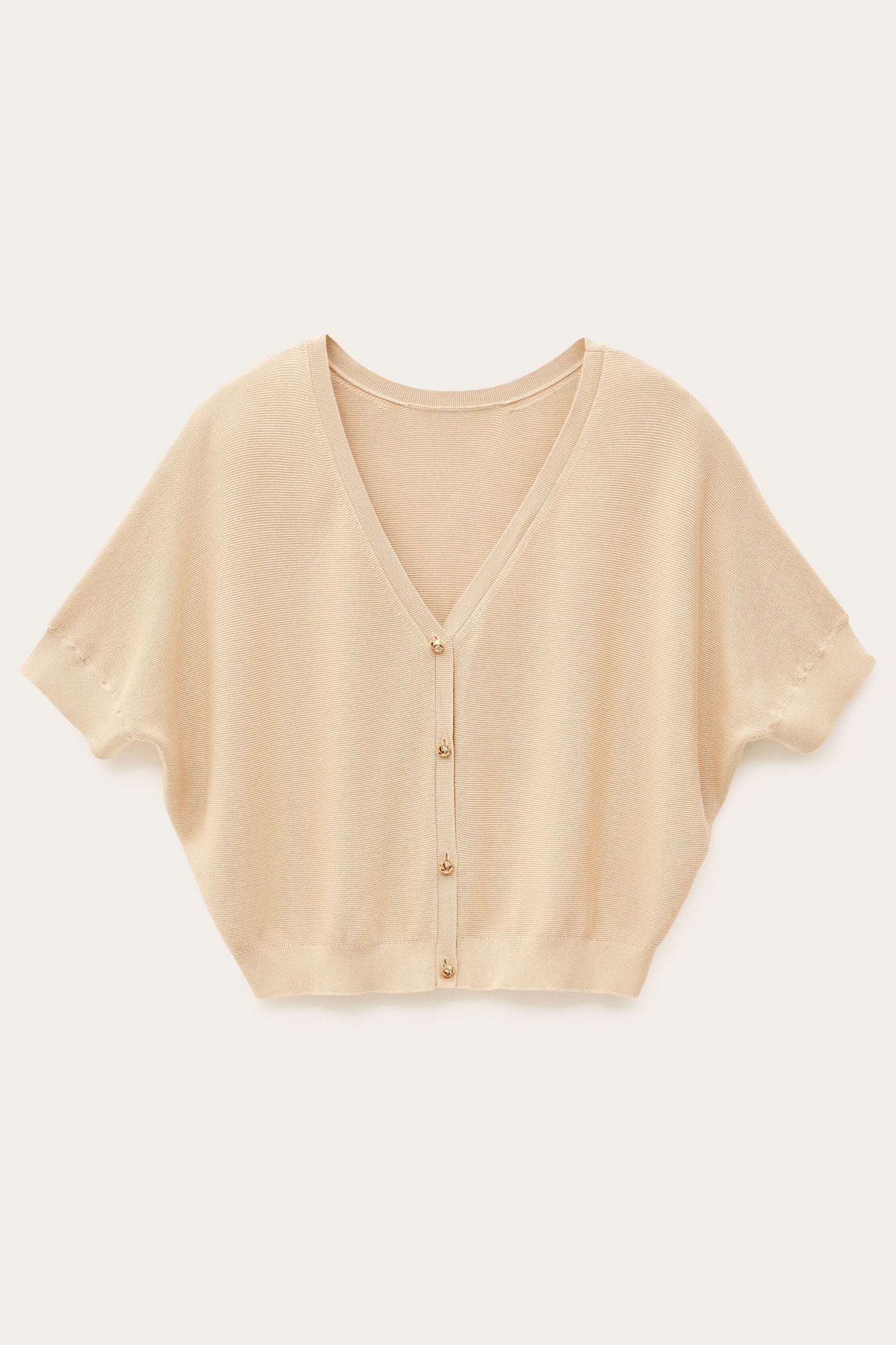 BASEM SHORT-SLEEVE SWEATER IN BEIGE