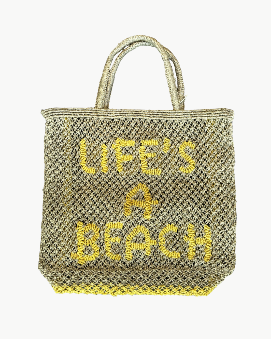 LIFE'S A BEACH JUTE BAG IN KHAKI - Romi Boutique