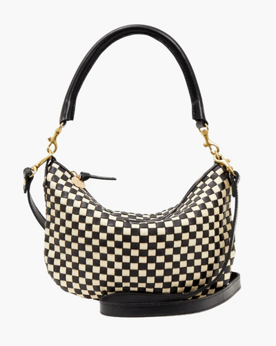 PETIT MOYEN MESSENGER WOVEN CHECKER IN BLACK/CREAM