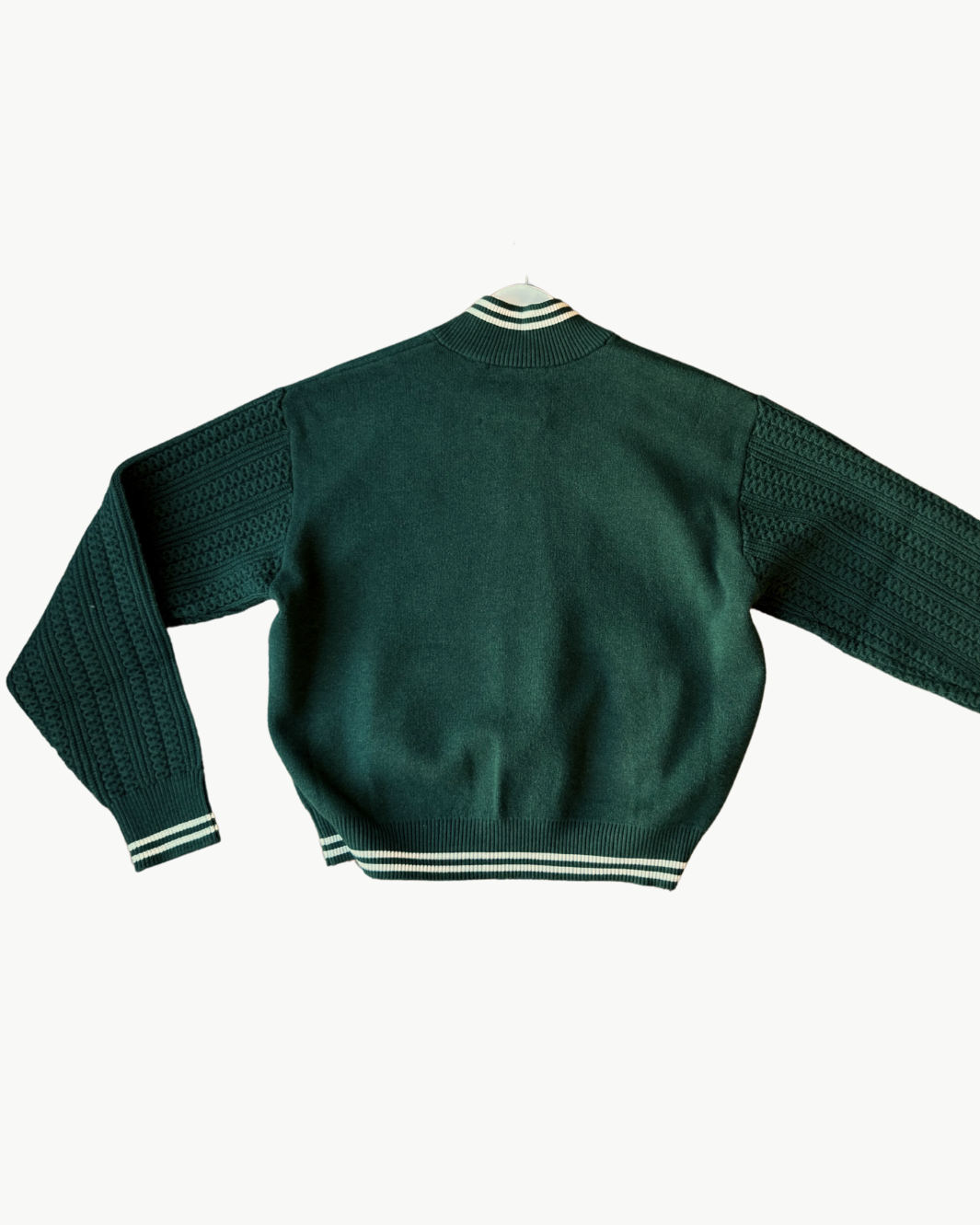 FLYNN CABLE SLEEVE BOMBER IN BOTTLE GREEN MULTI - Romi Boutique