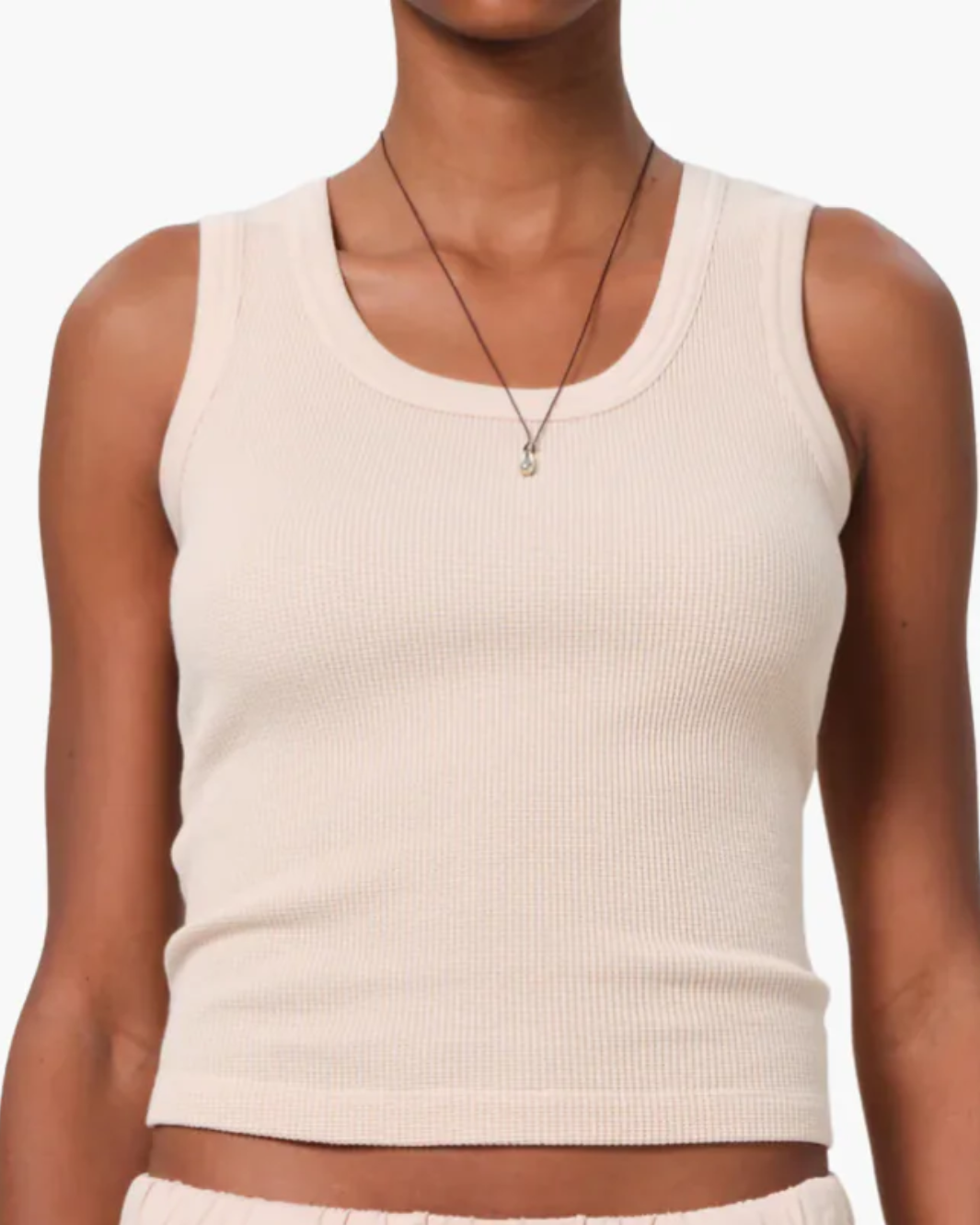 INEZ WAFFLE TANK IN SHRIMP - Romi Boutique