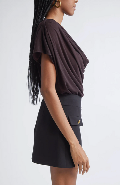 DOROTHY KNIT COWL NECK TOP IN BLACKBERRY