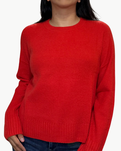 CASHMERE WAFFLE SWEATSHIRT IN FRENCH RED