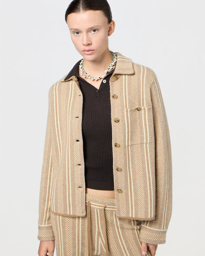 DYLAN STRIPE SHIRT IN ALMOND COMBO