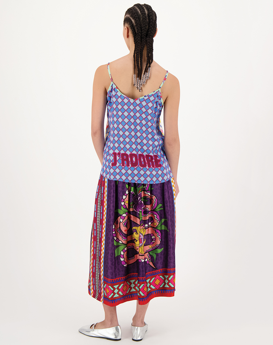 Me369 VANESSA PRINTED MIDI SKIRT at Romi Boutique