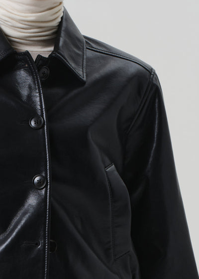 LOLA BOMBER RECYCLED LEATHER IN BLACK