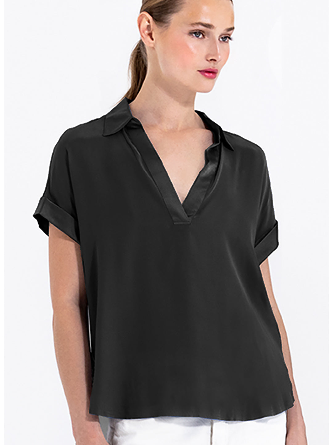 GO POLO TOP IN WASHED BLACK