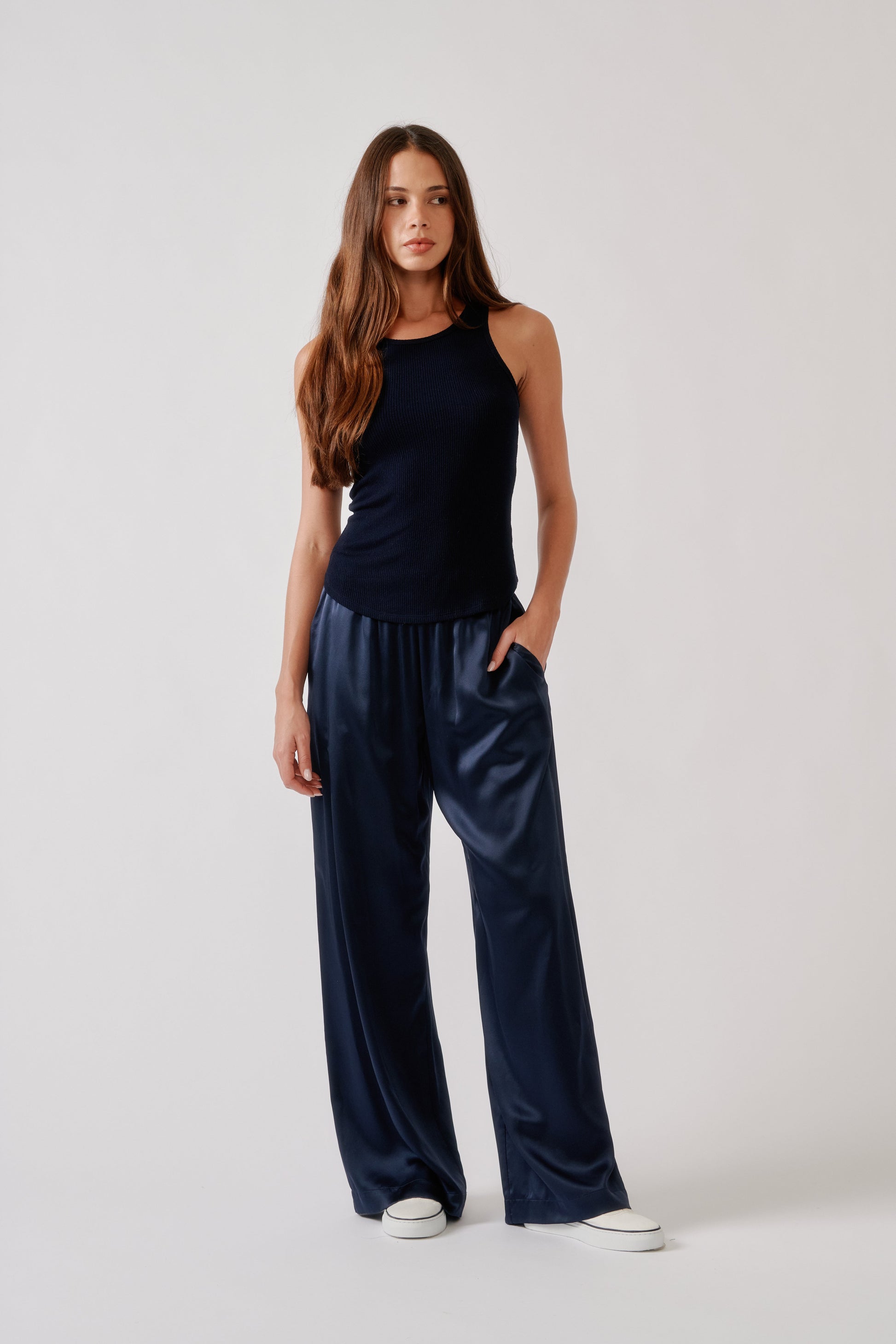 Brynn High Rise Pull On Wide Leg Pant