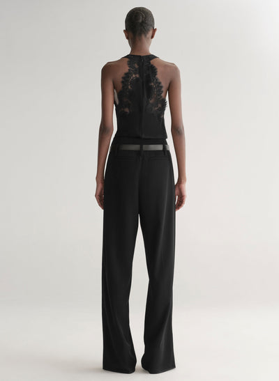 WES SATIN AND LACE TOP IN BLACK