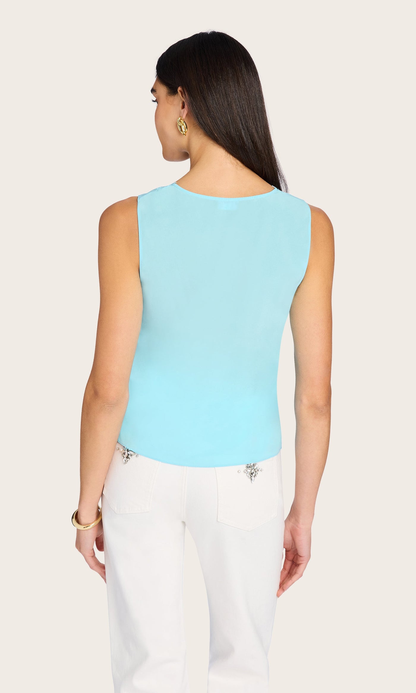 MARIE LACE COMBO TANK IN AQUA - Romi Boutique