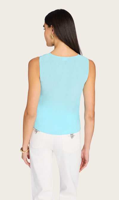 MARIE LACE COMBO TANK IN AQUA - Romi Boutique