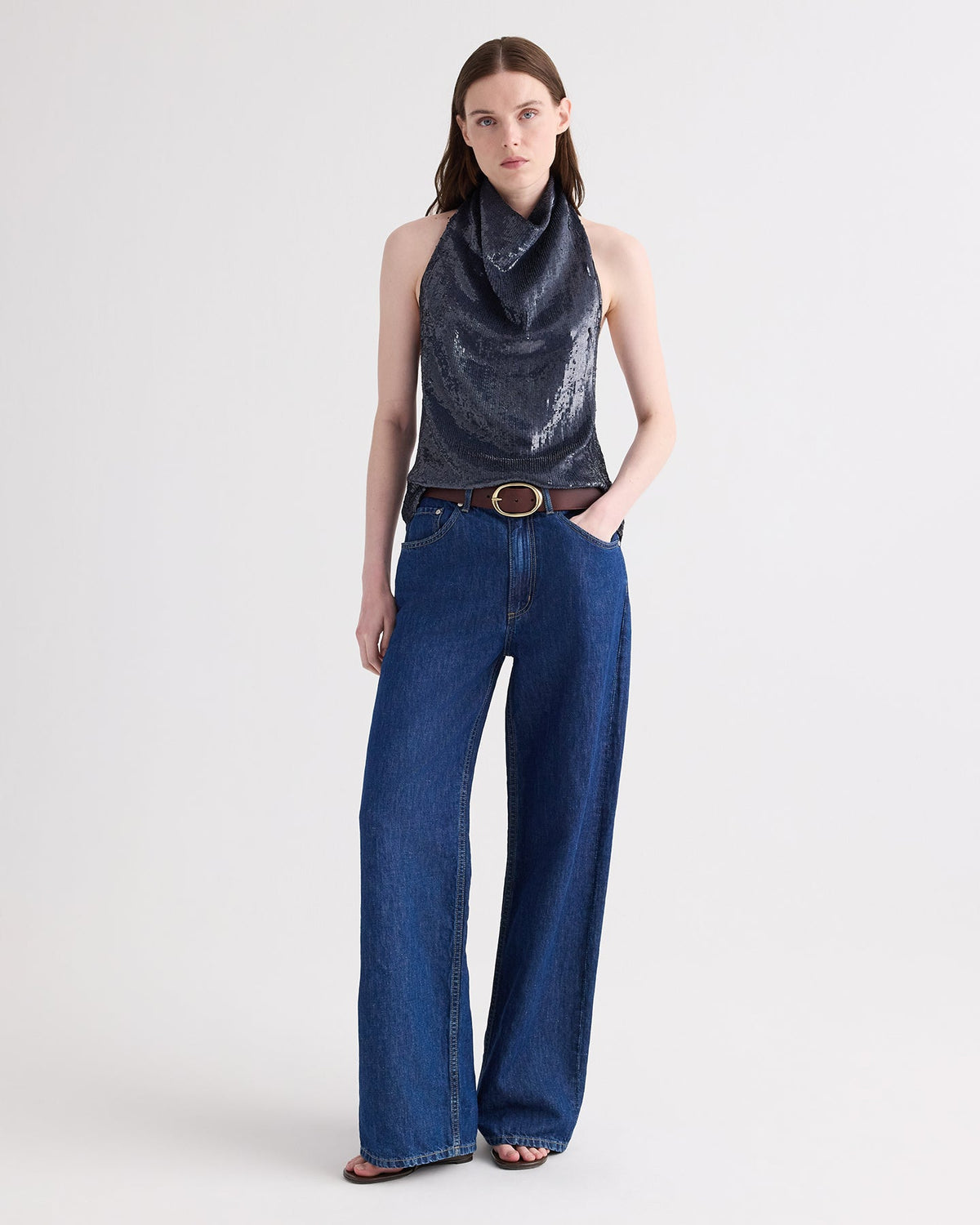 Friday Night Halter Sequin Top