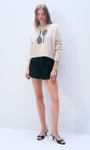 White & Warren Cashmere Tennis Embroidered Sweatshirt at Romi Boutique