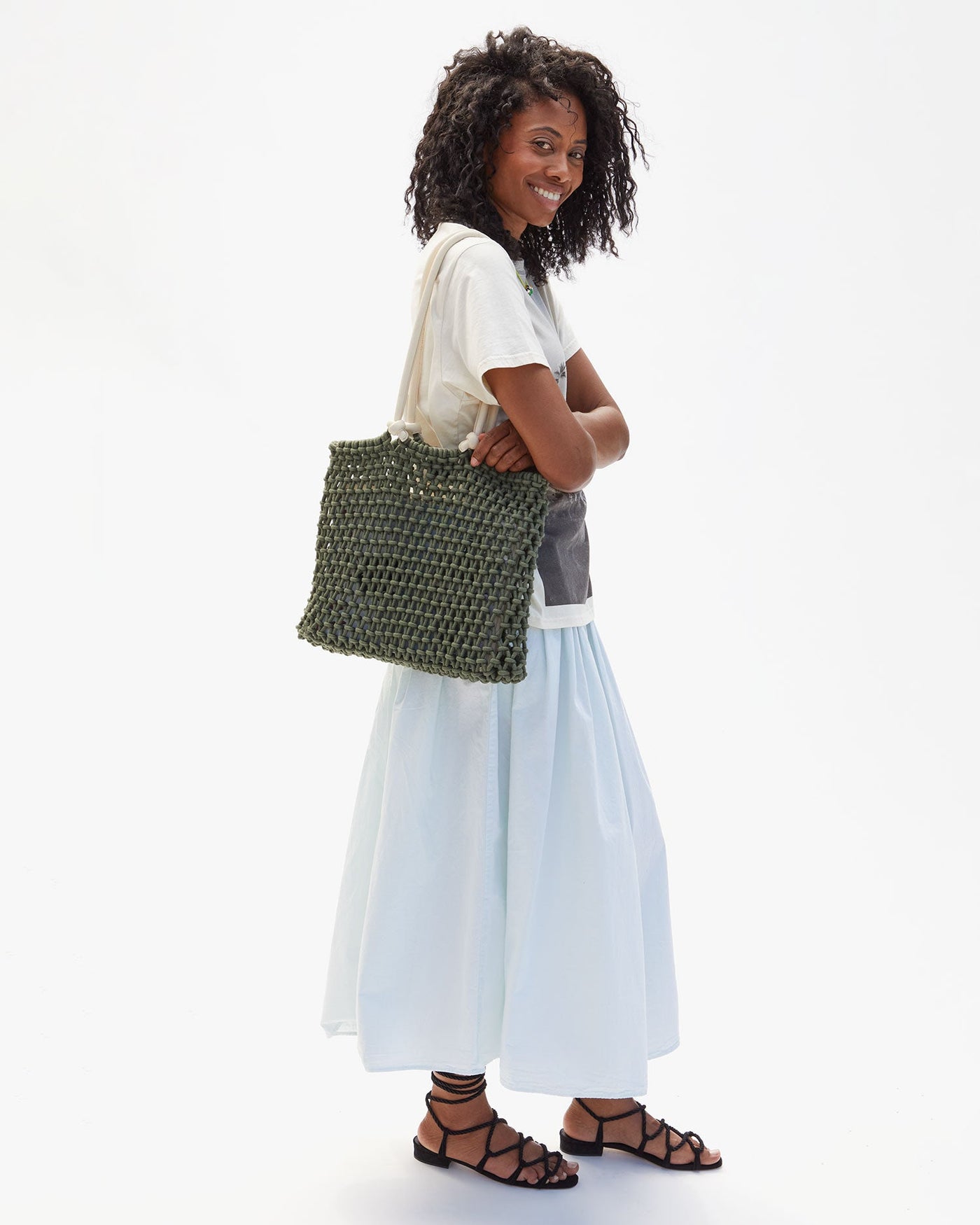 SANDY IN ARMY WITH CREAM HANDLES - Romi Boutique