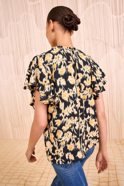 LILO FLUTTER SLEEVE BLOUSE IN TOURMALINE