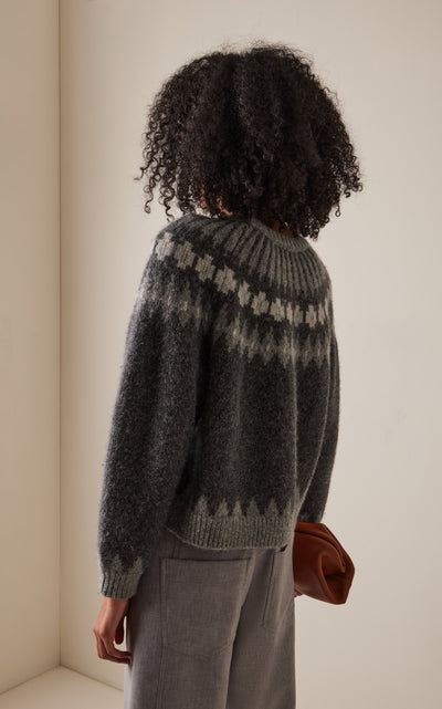 ALENA SWEATER IN DARK GREY MELANGE FAIR ISLE