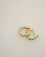 EF Collection Reversible Diamond & Turquoise Mini Huggie Earrings at Romi Boutique