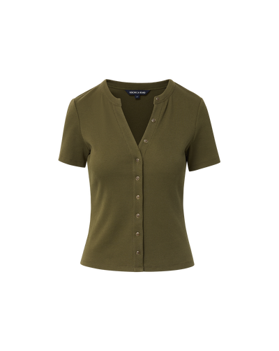 DILIA BUTTON DOWN T-SHIRT IN CYPRESS