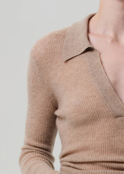 SIMONE POLO SWEATER IN MUSHROOM
