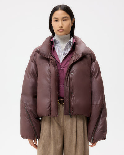 PUFFER RAGLAN JACKET IN RED RED WINE