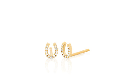 DIAMOND MINI HORSESHOE STUD EARRINGS IN 14K YELLOW GOLD