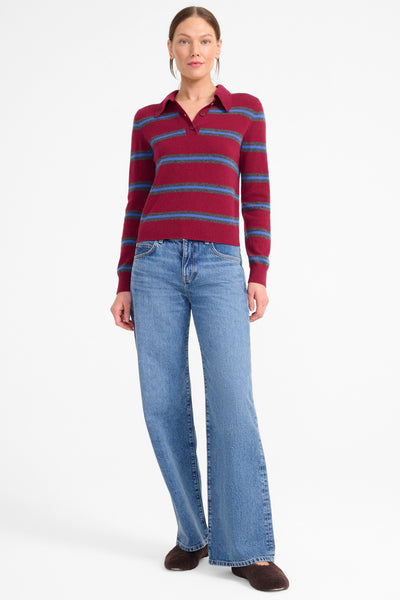 GEMMA CASHMERE SWEATER IN CRIMSON STRIPE