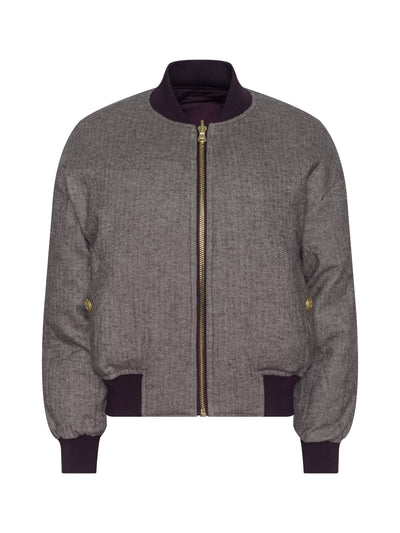 VIOLETA REVERSIBLE PUFFER IN WINE/HERRINGBONE